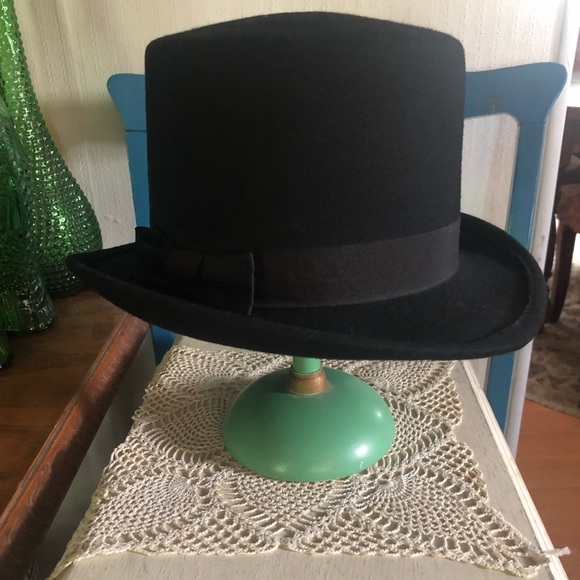 Vintage Black Wool Top Hat - Picture 3 of 13